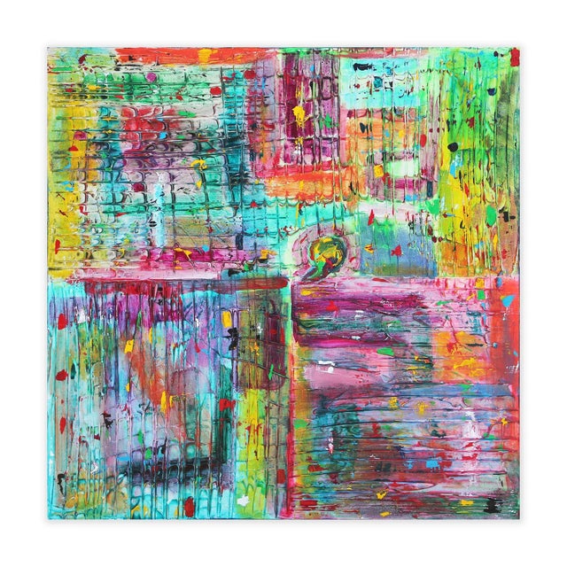 Vibrant and colorful abstract painting by Reeves Art + Design owner and Houston, TX artist Paul Reeves. This piece...