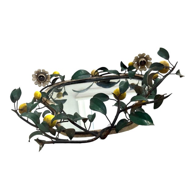 Green Vintage Italian Lemon Tole Girandole Mirror For Sale - Image 8 of 10