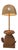 Mid century floor lamp in the shape of a turtle. The turtle has a tabletop area. Includes a wicker shade. Works great!