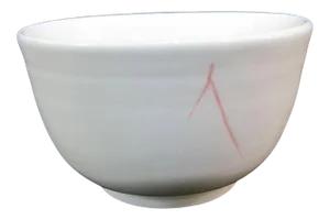 Signed Japanese Studio Translucent Pottery Tea Sake Cup White W/Red Accents