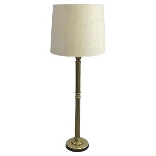 Brass Floor Lamp with Fabric Shade, 1960s For Sale