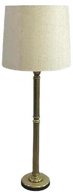 Brass Floor Lamp with Fabric Shade, 1960s