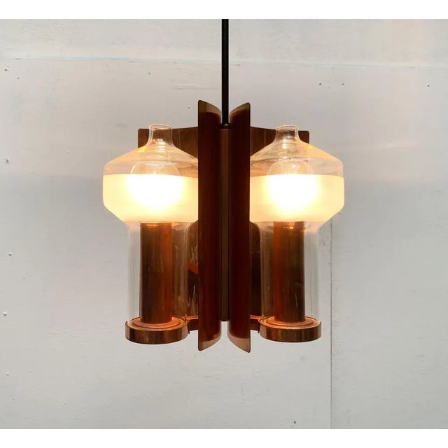 Mid-Century German Glass and Copper Pendant Lamp from Cosack, 1960s For Sale - Image 4 of 18