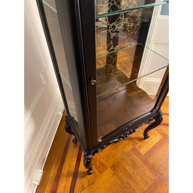 Black 1960s French Illuminated Vitrine Curio Cabinet For Sale - Image 8 of 11