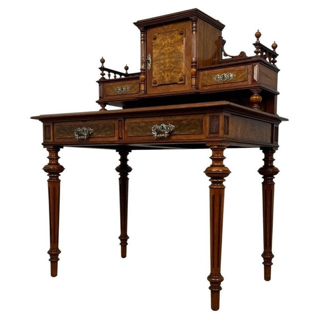 19th Century French Walnut Writing Table For Sale - Image 10 of 13