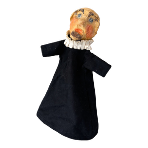 Folk Art Hand Puppet With Hand-Carved Paper Mâché Head