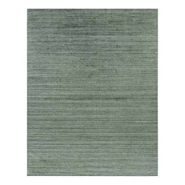 Rug & Kilim’s Contemporary Textural Rug in Teal Green and Blue Tones and Striae For Sale In New York - Image 6 of 8