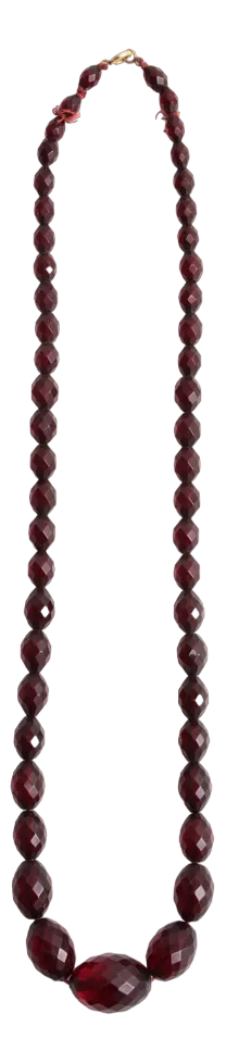 Long Vintage Red Amber Necklace, 1960s