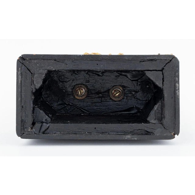 Metal Empire Style Gilt Metal Ebonized Mantle Clock For Sale - Image 7 of 7