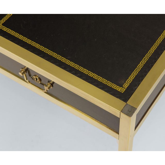 Maison Jansen Mid-Century Brass & Leather Desk in the style of Maison Jansen, 1950s For Sale - Image 4 of 18