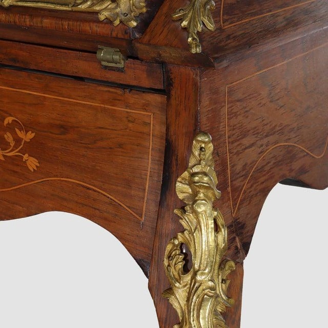 Antique French Louis XIV Inlaid Rosewood & Ormolu Lady’s Desk C1890 For Sale - Image 11 of 17