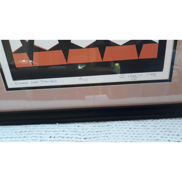 Vintage Lithograph "Stars and Stripes Art" Low edition number: 3/10 Signed but not legible. Framed.