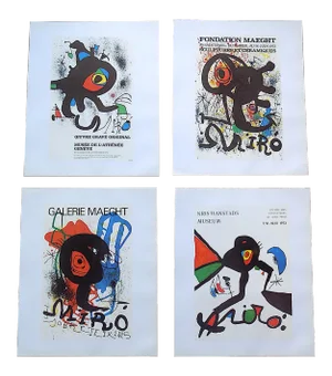 Vintage Mid 20th C. Modern Lithographs-Joan Miro-Set of 4