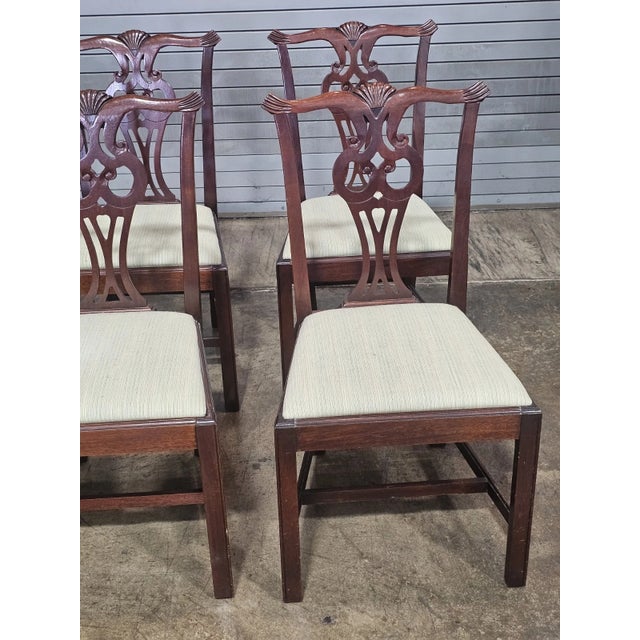 Late 20th Century Set of Late 20th Century 6 Hickory Chair Chippendale Mahogany Dining Chairs For Sale - Image 5 of 13
