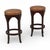 Dessin Fournir Pair of Dessin Fournir Macassar Ebony & Leather Jansen Bar Counter Stools For Sale - Image 4 of 5
