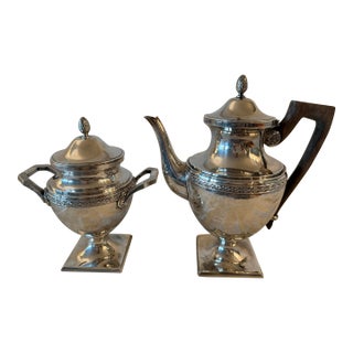 Late 19th Century French Sterling Silver Coffee/Tea Pot & Sugar Bowl – 2 Pieces For Sale