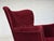 1970s, Danish armchair. Cherry-red furniture velour, oak wood legs, springs in the seat. Original good condition: no...