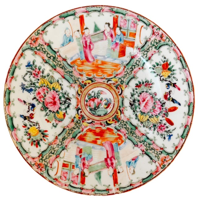 Rose Antique Chinese Export Rose Medallion Plate For Sale - Image 8 of 8