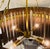 Original retail $5075, stylish Arteriors Modern Silk and Brass Dutchess Chandelier, showroom floor sample
