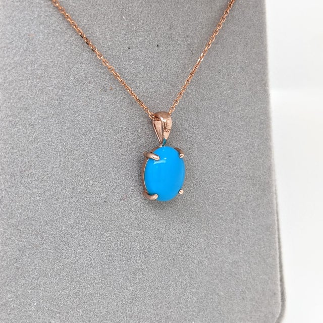 2ct Turquoise Pendant in Solid 14k Rose Gold For Sale - Image 4 of 6