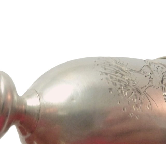 Metal French Sterling Silver Egg Cup Circa 1900, Three Engraved Panels, Chicken on Nest, Rooster & Louis XVI Style Medallion For Sale - Image 7 of 8