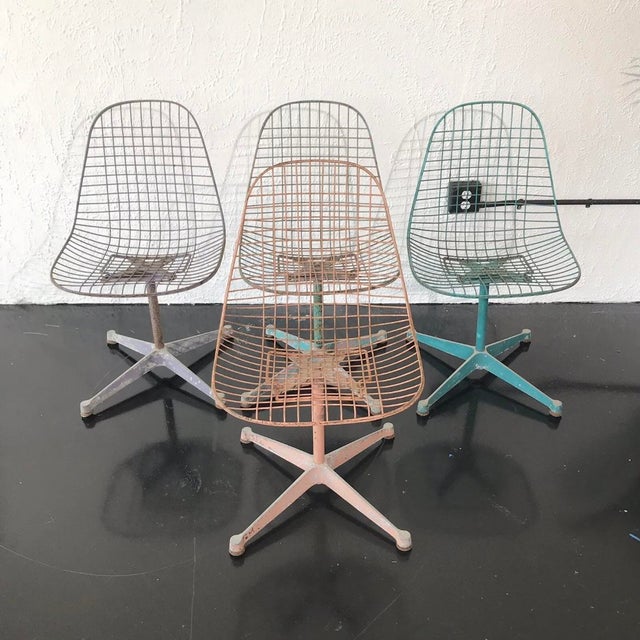 1960s Vintage Charles and Ray Eames for Herman Miller Pkc Wire Chairs - Set of 4 For Sale - Image 5 of 10