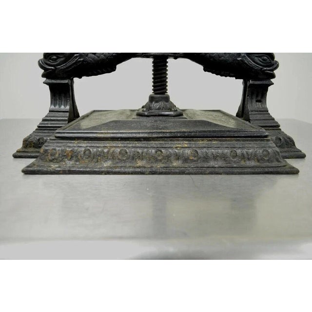 Black Antique 19th C. Cast Iron Classical Figural Dolphin Victorian Book Press For Sale - Image 8 of 12
