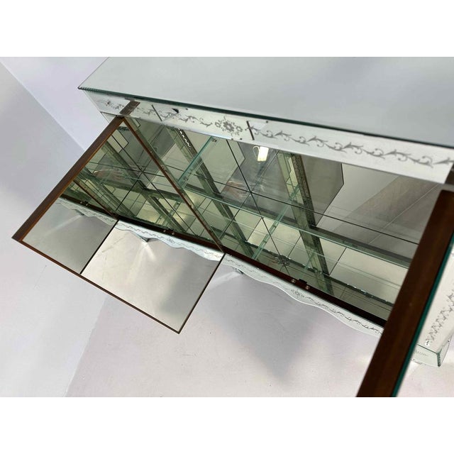 Italian Engraved Murano Glass Mirror Cabinet, 1980s For Sale - Image 9 of 10