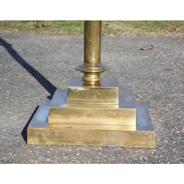 Vintage Mid Century Brass Ceremonial Floor Candlestick Candelabra