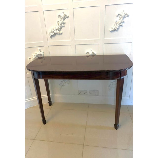 Antique Georgian Mahogany Demi Lune Console Table, 1800 For Sale - Image 9 of 9