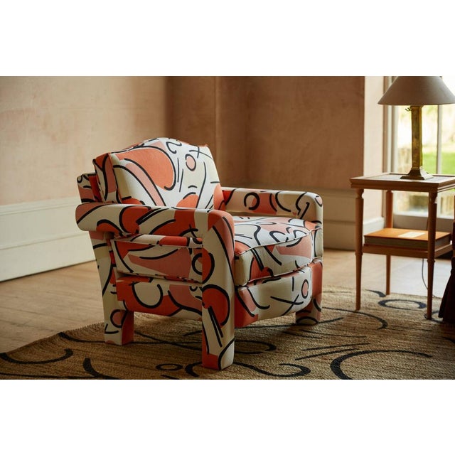 Textile Tangerine Piero Ottoman by Ceraudo For Sale - Image 7 of 9