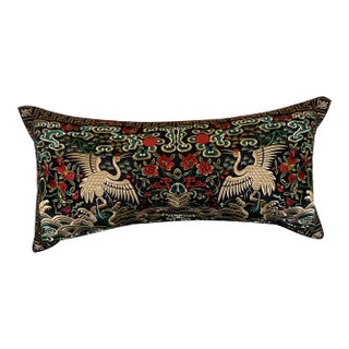 Hollywood Regency Black, Gold & Turquoise Asian Chinoiserie Boudoir Pillow For Sale