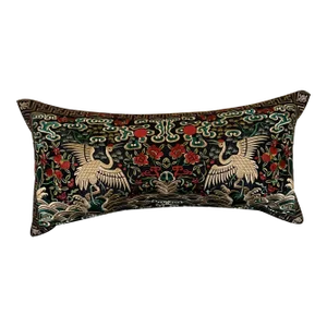 Hollywood Regency Black, Gold & Turquoise Asian Chinoiserie Boudoir Pillow