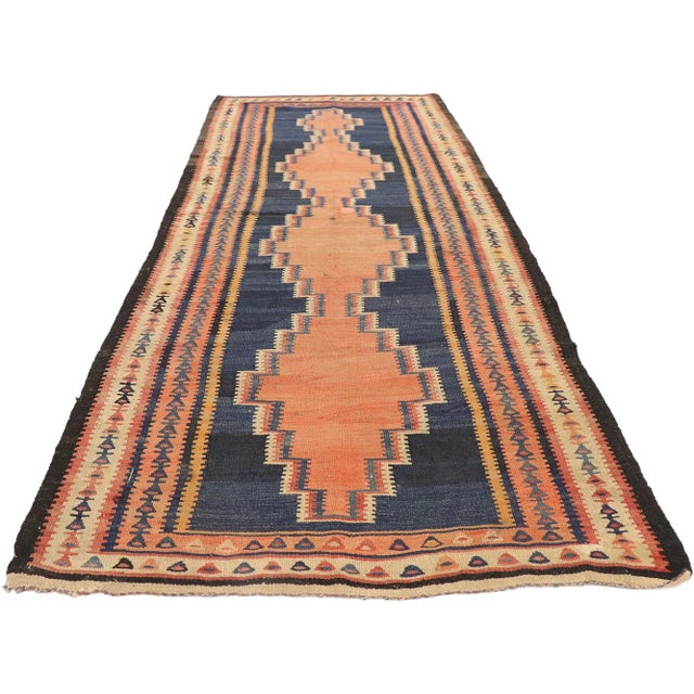 Tribal Vintage Persian Bijar Kilim Rug - 04'01 X 09'07 For Sale - Image 3 of 8
