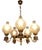 Vintage Empire Victorian French 5-Arm Brass Lion Head Chandelier with Etched Globes and Crystal Glass, 1950s For Sale