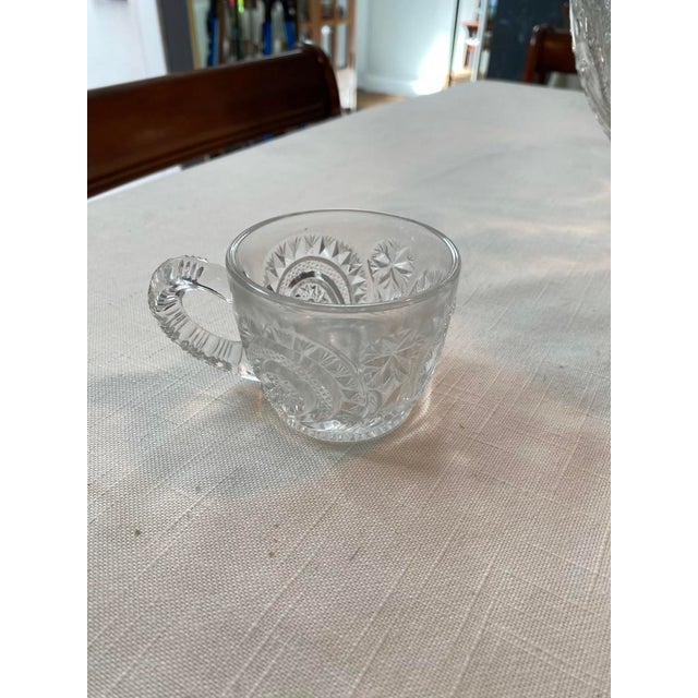 Antique Cut Glass Punch Bowl and 17 Cups For Sale - Image 4 of 5