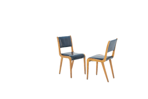 Set of Italian Vintage Blue Fabric Desk Chairs, 1950s