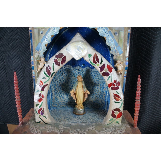 1990s Ann Ruff Large Figural Tiered Folk Art Sculpture Altar Church Shrine Statue 91" For Sale - Image 10 of 18