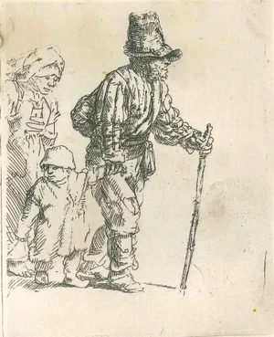 After Rembrandt, Peasant Family on the Tramp, Etching, 19th-Century