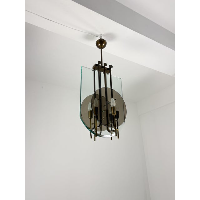 Six-Light Chandelier in Brass and Nile Green Murano Glass, 1960s For Sale - Image 10 of 14