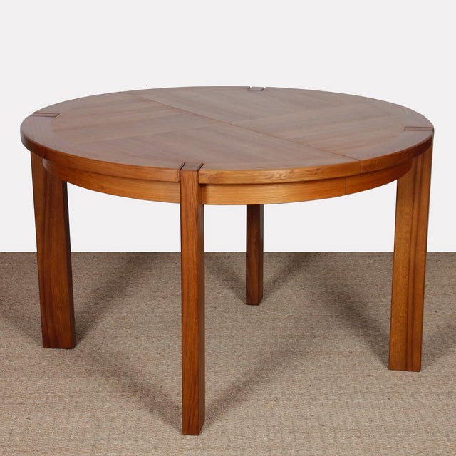Brown Round Extendable Wooden Dining Table from Monopoly, 1970 For Sale - Image 8 of 8