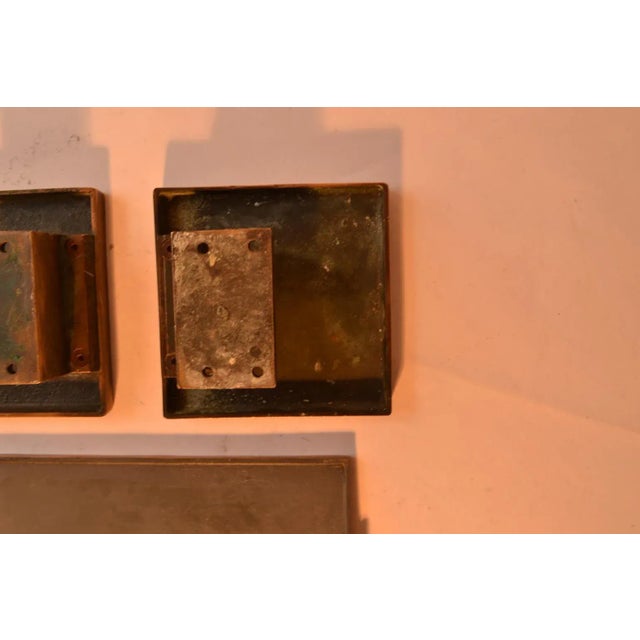 Brown Square Bronze Push and Pull Door Handles and Letterbox, Set of 3 For Sale - Image 8 of 9