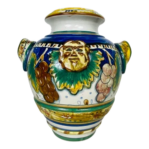 Mid 20th Century Hand Painted Italian Terra-Cotta Vase.