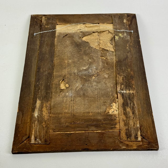Wood Antique Primitive Distressed Wall Mirror in Wood Frame With Peeking Color For Sale - Image 7 of 10