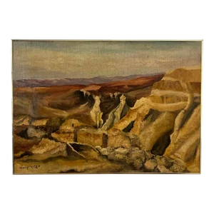D. 1977 Modernist Landscape Signed M. Steinberg of the Masada Region, Israel