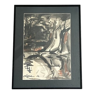 Lipa Drojevic Original Mixed Media on Paper, Framed, Signed, Dated 52 For Sale
