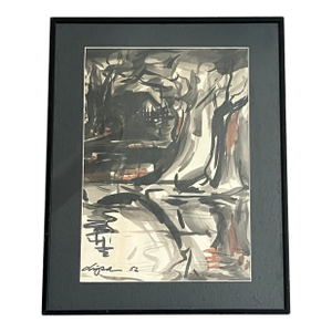 Lipa Drojevic Original Mixed Media on Paper, Framed, Signed, Dated 52