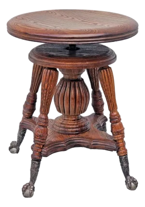 Antique Victorian Lyon & Healy Piano Stool Swivel Adjustable Cast Iron 1890s