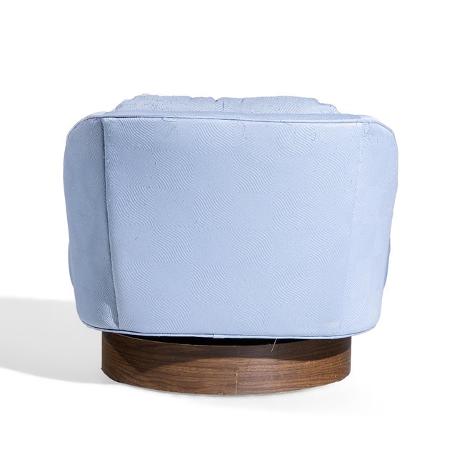 Harvey Probber Style Mid Century Walnut Swivel Lounge Chairs - Pair For Sale - Image 9 of 12