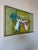 Beautiful vintage 1984 oil on canvas depicting a vibrant line of African women in traditional dress, carrying vessels in a...